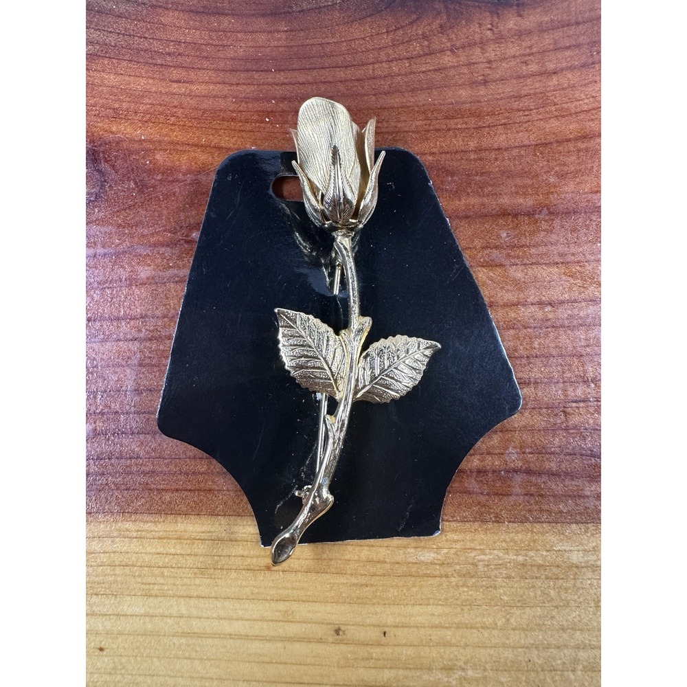 GIOVANNI Vintage ROSE Flower‎ BROOCH Pin Brushed Gold Tone Costume Jewelry